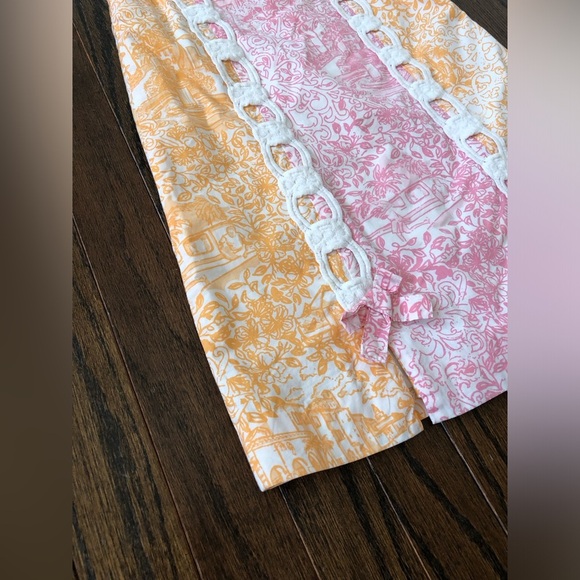 Lilly Pulitzer Jubilee Girls 6 RARE Orange/Pink Floral Toile Shift Dress - EUC! - Picture 2 of 12